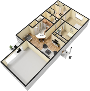 Two Bedroom  / Two Bath - 1,157 Sq. Ft.*