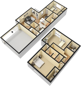 Three Bedroom / Two and 1/2 Bath - 1,553 Sq. Ft.*